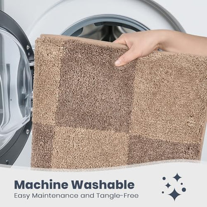 PURRUGS Bathroom Rug Non-Slip Machine Washable 30" x 46", Super Absorbent and Quick-Dry Bath Mat, Extra Soft and Plush Bath Rug for Shower, Bathtub and Sink, Grayish Brown & Coffee