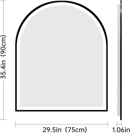 Arched LED Mirror for Bathroom 30"x36", Black LED Bathroom Mirror with Lights-Fogless, Dimmable, 3 Color Changing, Shatterproof, Touch Sensor