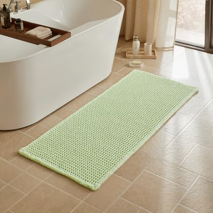 Triohero Waffle Runner Bath Mat - Long Bathroom Rugs Non Slip Washable, Ultra Soft Super Absorbent Quick Dry Boho Farmhouse Bathroom Decor, 24" x 60"', Pale Green
