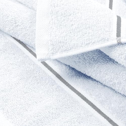 MyOwn Ultra Soft 6 Pack Cotton Towel Set, Contains 2 Bath Towels 28x55 inch, 2 Hand Towels 16x24 inch & 2 Wash Coths 12x12 inch, Ideal Everyday use, Compact & Lightweight - White