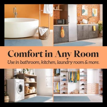 Memory Foam Bath Mat Non Slip Absorbent Super Cozy Velvet Bathroom Rug Carpet (72 inches X 24 inches, Smoke Blue)