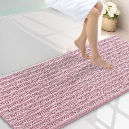 Smiry Bathroom Rugs 59X24, Extra Soft Rubber Backing Chenille Bath Mats