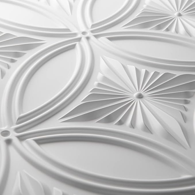 Art3d Decorative PVC Drop Ceiling Tile 2ft x 2ft in White,Glue up Ceiling Panel 24 x 24in.12pcs | Waterproof, Break-Proof, Wipeable Surface, Scratch Resistant, Compatible with Grid System, Ideal for Commercial Spaces