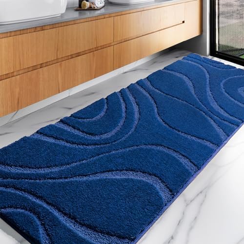 DEXDE Bathroom Rugs Runner Non-Slip Mat for Bathroom Floor, 24X72 Blue