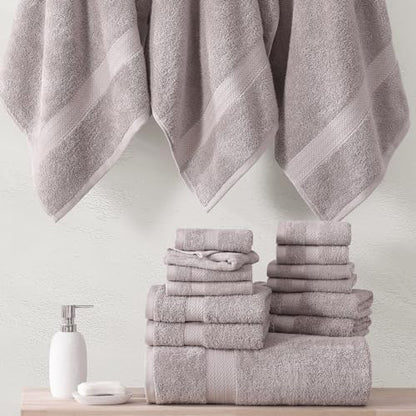 LANE LINEN Bath Towel Set 100% Cotton 18 Piece Soft Absorbent - Platinum