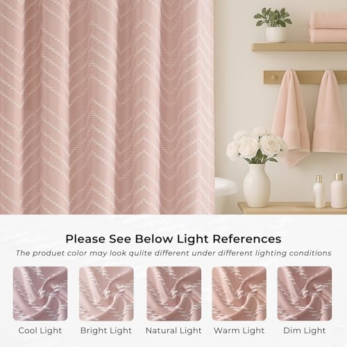 Blush Pink Boho Fabric Shower Curtain 72 x 80 Inches