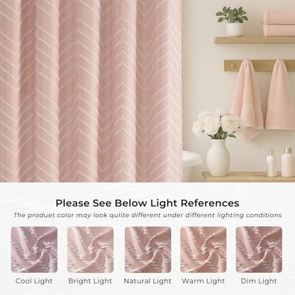 Blush Pink Boho Fabric Shower Curtain 72 x 80 Inches