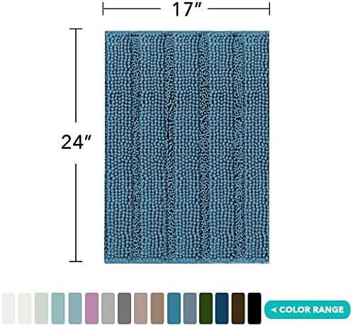 Turquoize Bathroom Rugs Non-Slip Chenille Bath Mat for Bathroom 17 x 24 Inches Extra Soft and Absorbent Shaggy Rugs, Machine Washable Perfect for Bathtub and Shower Floor, 24" X 17",Turquoise