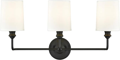 ML Lighting | Leena Collection | 99803-MB | Indoor 3 Light Vanity in Matte Black with White Fabric Shade | Elegant and Versatile Design for Any Bathroom
