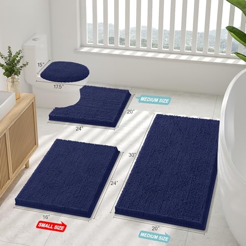 Smiry Bathroom Rugs 32X20, Luxury Chenille Extra Soft Absorbent Bath Mat