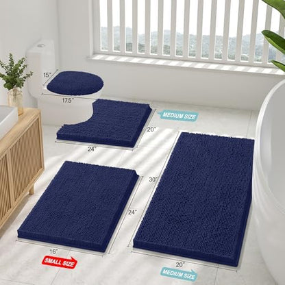 Smiry Toilet Rugs U-Shaped 24x24, Extra Soft Absorbent Contoured Bath Mat