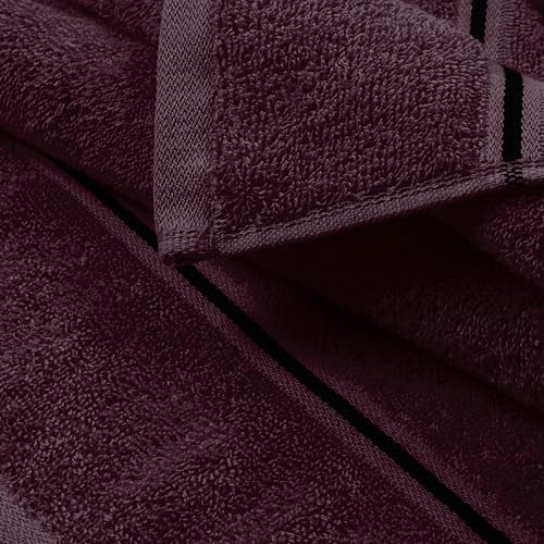 MyOwn Ultra Soft 6 Pack Cotton Towel Set, Contains 2 Bath Towels 28x55 inch, 2 Hand Towels 16x24 inch & 2 Wash Coths 12x12 inch, Ideal Everyday use, Compact & Lightweight - Burgundy