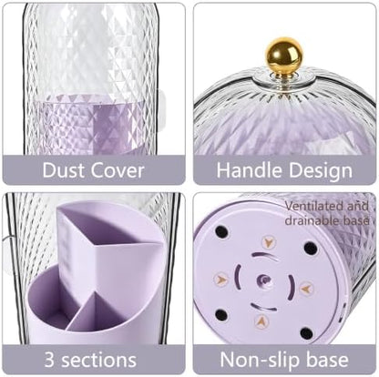 Toothbrush Holder with Cover for Bathroom Countertop, Organizer, Purple