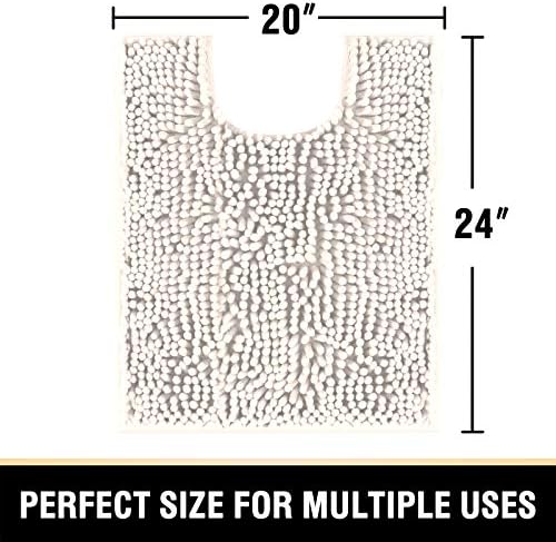 H.VERSAILTEX Toilet Mat U Shaped Bathroom Rugs Bath Mats for Bathroom Non Slip Luxury Chenille Bath Mat U Shape 20x24 Extra Soft and Absorbent Shaggy Rugs Washable Dry Fast - Ivory