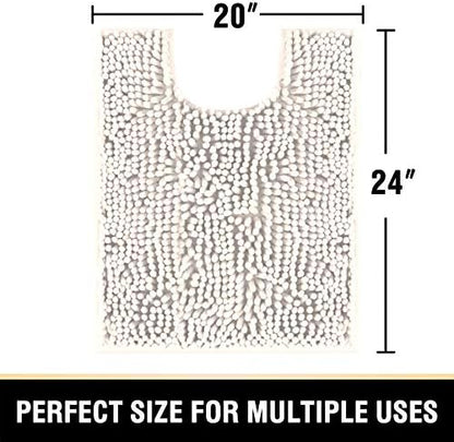 H.VERSAILTEX Toilet Mat U Shaped Bathroom Rugs Bath Mats for Bathroom Non Slip Luxury Chenille Bath Mat U Shape 20x24 Extra Soft and Absorbent Shaggy Rugs Washable Dry Fast - Ivory