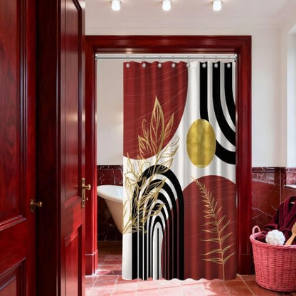 Black and Red Stall Shower Curtain, 48X72 in Narrow Small, Mid Century