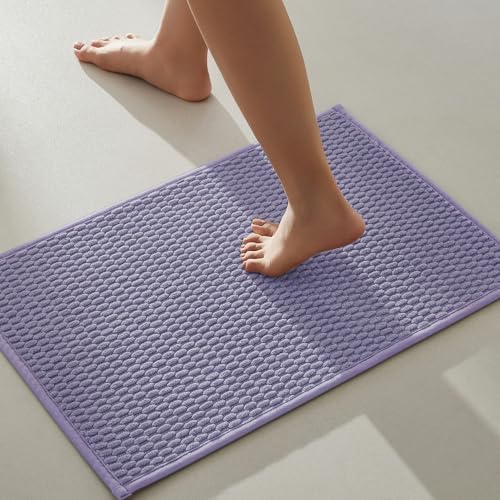 TYUU Bathroom Rugs Non Slip Washable, Super Absorbent Thin Bath Mat Small Quick Dry Low Pile Bathroom Rug, Lavender 16"x24"