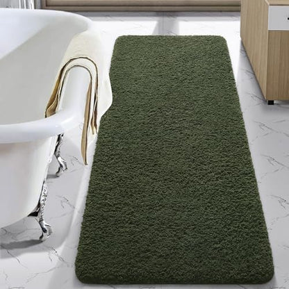 LOCHAS Bathroom Rug Runner 24x70 Inch, Bath Rugs Non Slip, Olive Green