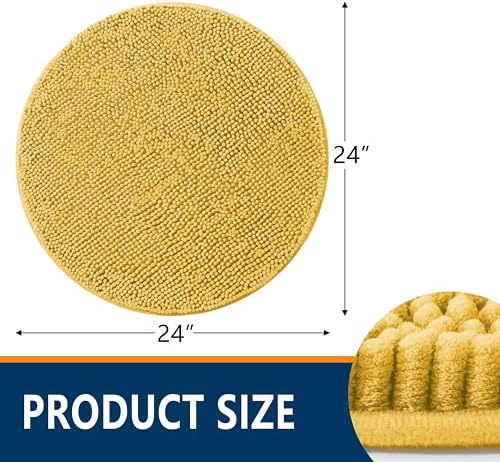 Smiry Round Bathroom Rugs 24X24, Chenille Extra Soft Absorbent Bath Mat