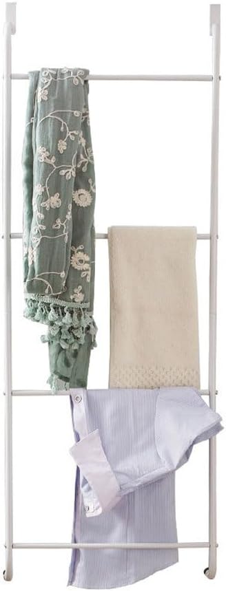 Over The Door Bathroom Hanging Organizer Shelf， Towel Rack for Bathroom, 4 Tier Towel Hanger for Glass Shower Wall or Shower Door (Frameless or Frame to 2") Stylish,White
