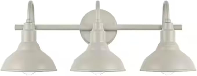 Gray 3 Light Bathroom Vanity Light Wall Fixture with Farmhouse Metal Shades, Dimmable Modern Country Home Lighting, SHIL000376