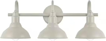 Gray 3 Light Bathroom Vanity Light Wall Fixture with Farmhouse Metal Shades, Dimmable Modern Country Home Lighting, SHIL000376