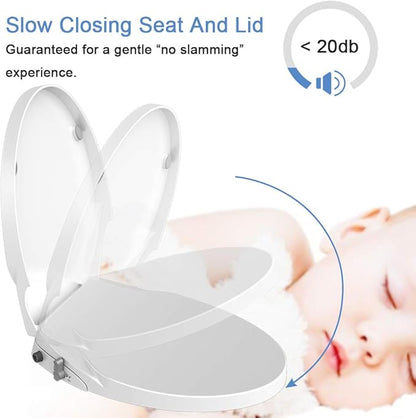 Toilet Seat Bidet Seat with Self Cleaning Dual Nozzles Non electric Separated Rear & Feminine Cleaning Natural Water Spray, soft close toilet seat,Easy DIY Installation