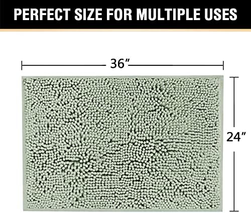H.VERSAILTEX Bath Mat for Bathroom Non Slip Luxury Chenille Ultra Soft Bath Rugs 24x36 Absorbent Non Skid Shaggy Rugs Washable Dry Fast Plush Area Carpet Mats for Indoor, Bath Room, Tub - Sage