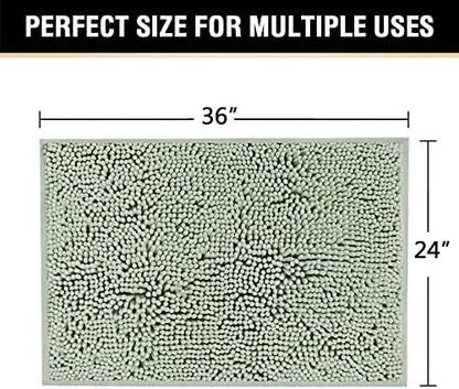 H.VERSAILTEX Bath Mat for Bathroom Non Slip Luxury Chenille Ultra Soft Bath Rugs 24x36 Absorbent Non Skid Shaggy Rugs Washable Dry Fast Plush Area Carpet Mats for Indoor, Bath Room, Tub - Sage