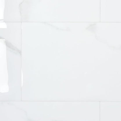10-Sheet Subway Peel and Stick Backsplash, 12" x 24" Glossy Carrara White Acrylic Self Adhesive Waterproof Wall Stickers, Stick on Tiles for Kitchen Bathroom Shower