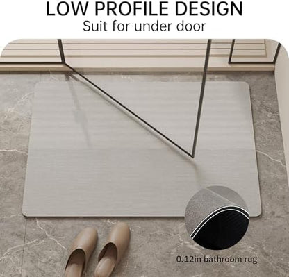 Mecko Bath Mat 24"x36",Ultra Thin Bathroom Rug fit Under Door Light Grey