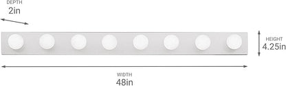 Kichler 48" Linear Bathroom Light Fixture, 8-Light Vanity for Bathroom in Chrome, 626CH, (48" W x 4.25" H x 2" D)