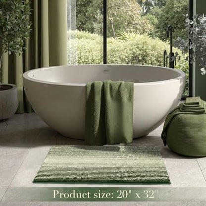 BSICPRO Bathroom Rugs, 20x32 Chenille Bath Mats, Green