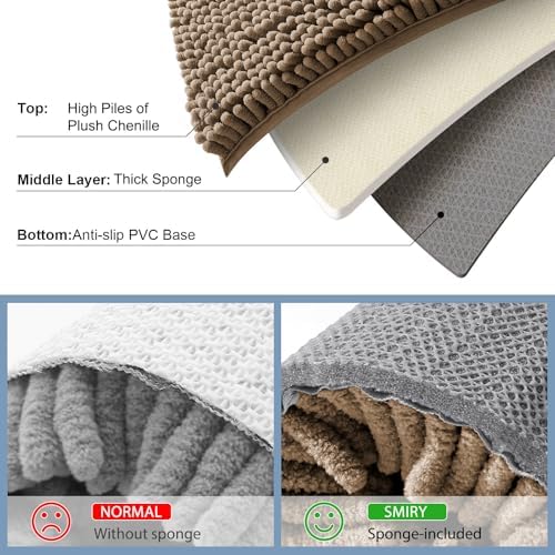 Smiry Bathroom Rugs 24X16, Luxury Chenille Extra Soft Absorbent Bath Mat