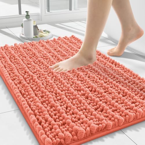Smiry Bathroom Rugs 24X16, Extra Soft Rubber Backing Chenille Bath Mats