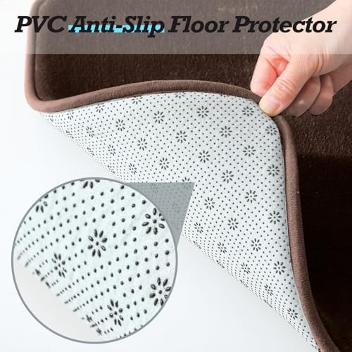 HUXMEYSON Bathroom Rugs Sets 2 Piece, Non-Slip & Quick Dry Bath Mat Set, Ultra Soft Velvet Bath Rugs for Bathroom, Toilet and Shower Floor, Brown