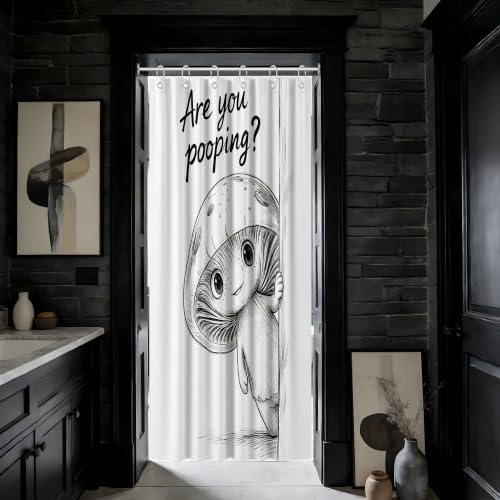 Small Stall Shower Curtain Rv are You Pooping Mushroom, 36 x 72 Inch