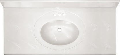 Design House Cultured Marble Vanity Top, 49 in W x 22 in D, Integrated 4 in Centerset Oval Sink & Backsplash, Ivory Swirl, 586347 | With Backsplash, , Countertop, Classic, Cultured Marble, Bath, 586347