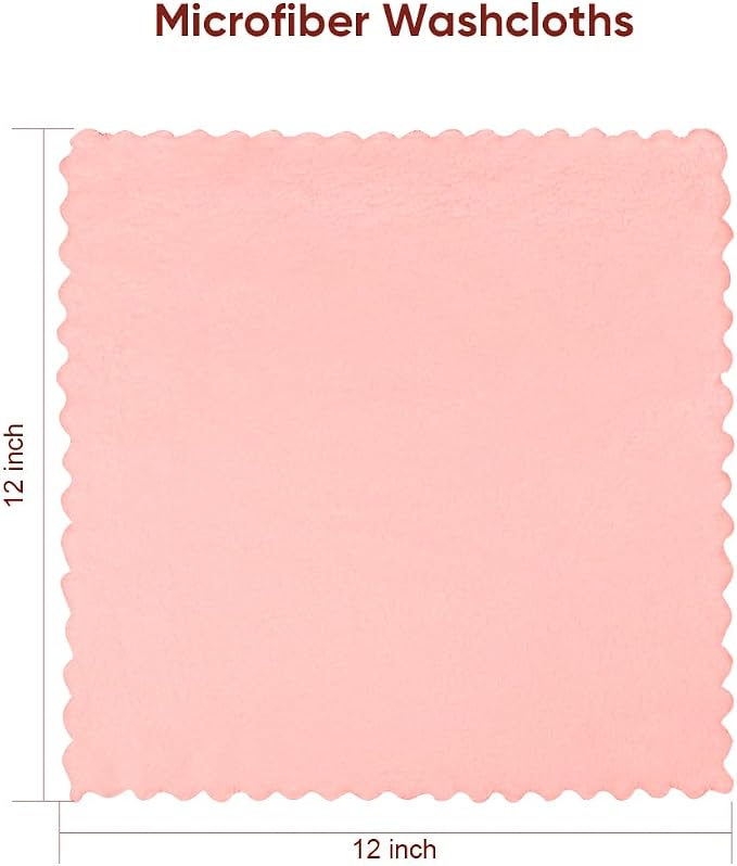 Orighty Washcloths 48 Pack, Ultra Soft Face Towels 12 x 12 inch | Absorbent & Quick Drying Coral Velvet Wash Cloths Bulk, Multi-Purpose Face Cloth for Household, Cleansing and Sport (Pink)