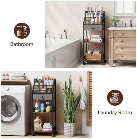 Plaviya Makeup Organizer Cart with Drawer for Vanity and Bathroom 13in