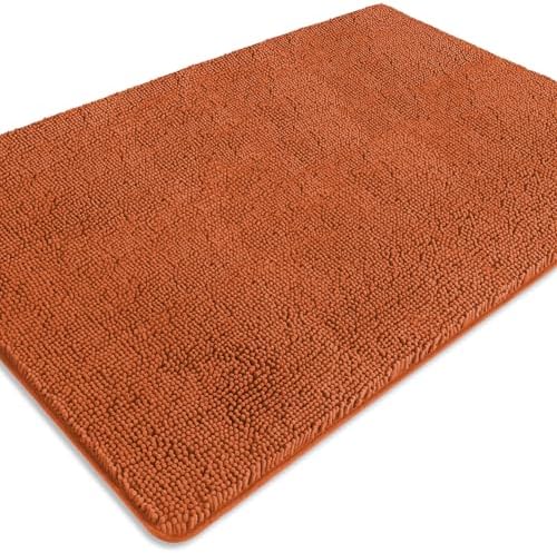 Bathroom Rugs 40 x 60 Inch – Extra Large Bath Mat | Absorbent and Washable Thick Chenille Bath Rugs Non-Slip Runner Rug for Bathroom, Shower, Tub(Burnt Orange)