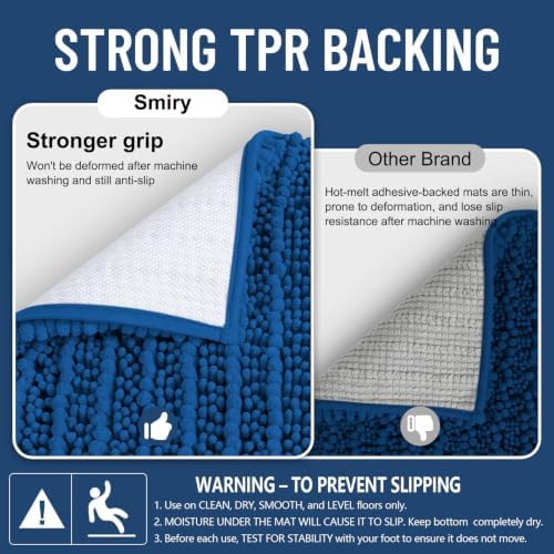 Smiry Bathroom Rugs 36X24, Extra Soft Rubber Backing Chenille Bath Mats