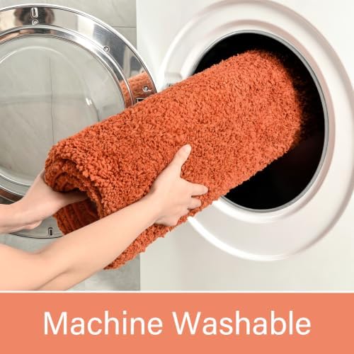 LOCHAS Bathroom Rugs 36x24 Inch, Microfiber Bath Rug Non Slip, Burnt Orange