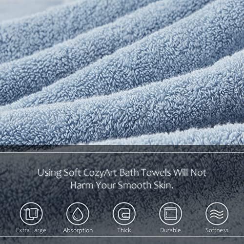 COZYART Luxury Bath Towel Set 6 Pcs, Light Blue 100% Turkish Cotton 650 GSM