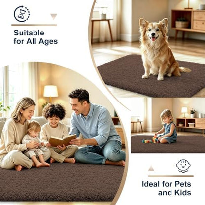 OLANLY Microfiber Bathroom Runner Rugs 47x24, Ultra Soft Bath Mat, Brown