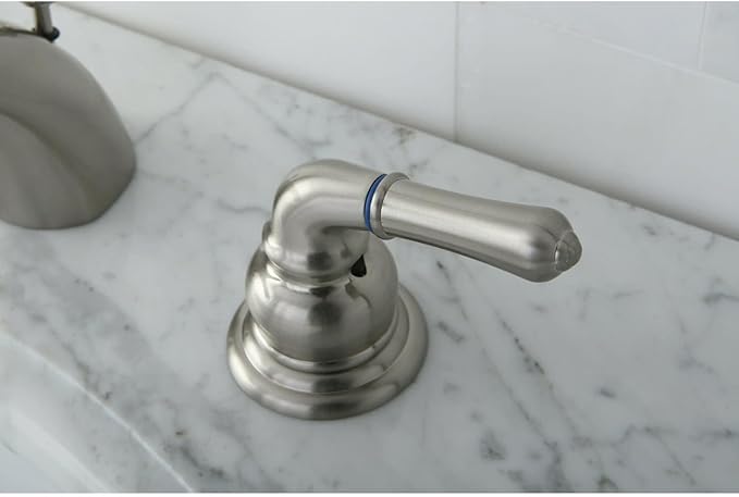 Kingston Brass KB954 Magellan II 4-Inch to 8-Inch Mini Widespread Lavatory Faucet with Metal lever handle, Polished Brass, Polished Chrome (Not CA/VT Compliant)
