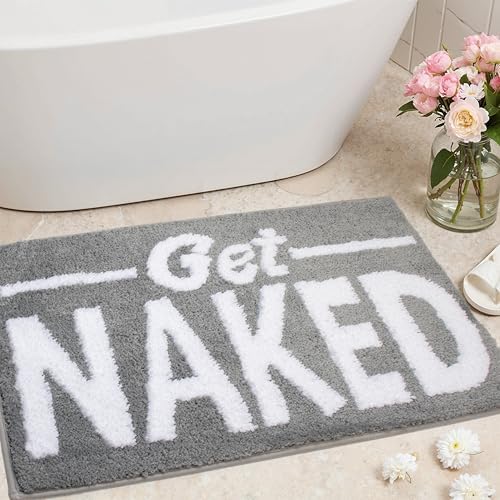 KOEXM Get Naked Bath Mats Cute Bathroom Rugs Water Absorbent Funny Bath Mat