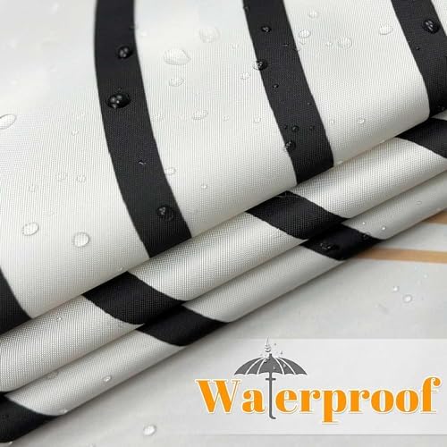 Boho Mid Century Leaf Shower Curtain Set,Arch Sun Design,Minimalistic Leaves Pattern,Waterproof and Luxurious Fabric-12 Hooks(Black and White-72" x 96")