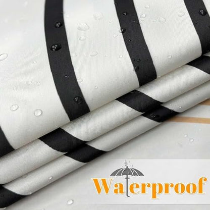 Boho Mid Century Leaf Shower Curtain Set,Arch Sun Design,Minimalistic Leaves Pattern,Waterproof and Luxurious Fabric-12 Hooks(Black and White-72" x 84")
