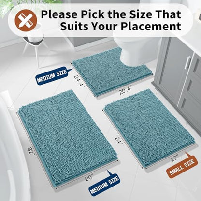 Yimobra Toilet Rugs U Shaped Washable - 24"x20" Non Slip Plush Contour Bath Rugs for Toilet - Super Soft Absorbent Quick Dry Toilet Mats for Bathroom,Teal Blue